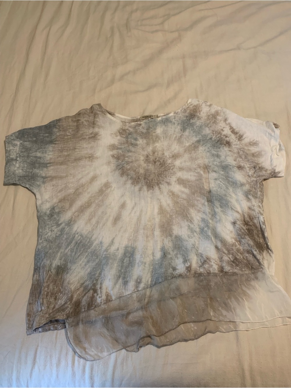 Valentina Naldi Sheer Layered Blouse in Cream and Pale Blue Wash
